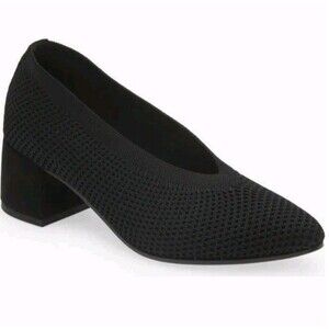New EILEEN FISHER Gaby Knit PUMPS Platform Heels BLACK Women SIZE 7.5